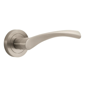 Marvel Curved/Twisted Lever Door Handle on Rose - Brushed Nickel- Internal - Pair - Designer Levers
