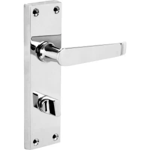 Polished Chrome Victorian Bathroom Thumb Lock Door Handle - Pair - Designer Levers