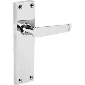Polished Chrome Victorian Long Backplate Lever Latch Door Handle - Pair - Designer Levers