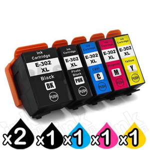 6 Pack Compatible for Epson 302XL (C13T01X192,C13T01Y192-C13T01Y492) High Yield Ink Combo [2BK+1PBK+1C+1M+1Y]