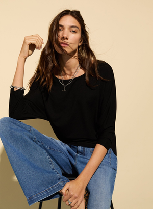 Spenser Relaxed Boat Neck Top - UK 12 | EU 38 | US 08 / Caviar Black