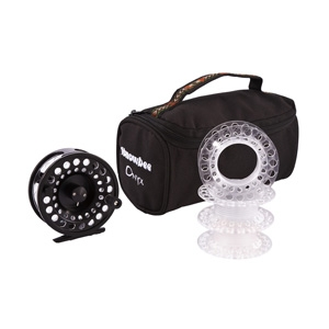 Onyx Cassette Fly Reel #7/9 plus 3 Spare Cassette Spools in Reel Case - Black