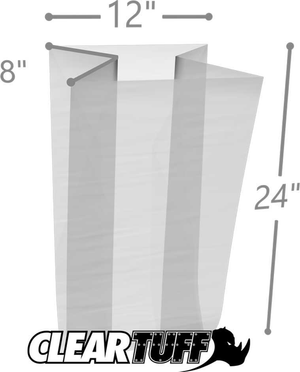 12" x 8" x 24" 2 Mil Gusseted Poly Bags