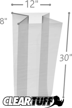 12" x 8" x 30" 2 Mil Gusseted Poly Bags