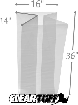16" x 14" x 36" 2 Mil Gusseted Poly Bags