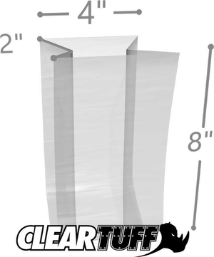 4" x 2" x 8" 1 Mil Gusseted Poly Bags