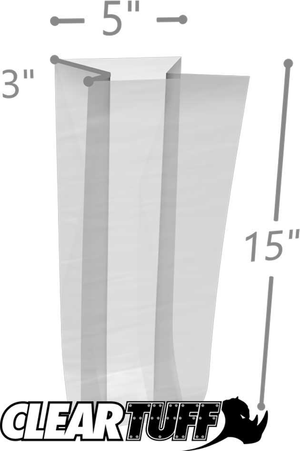 5" x 3" x 15" 2 Mil Gusseted Poly Bags