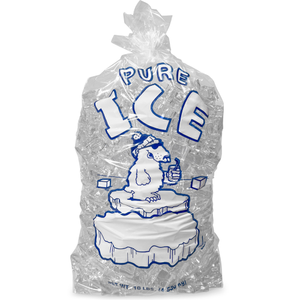 10 lb Plastic Wicket Ice Bags "PURE ICE"