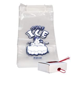 Plastic Wicket Ice Bags 8 lb Print PURE ICE
