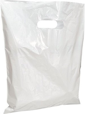 12" x 15" 1.25 Mil White Die Cut Handle Retail Bags