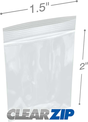 Small 1.5" x 2" Zip Locking Bags 2 Mil - Clearzip