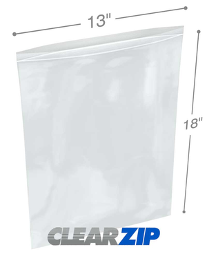 13" x 18" Zip Locking Bags 2 Mil - Clearzip