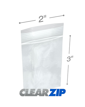 2" x 3" Clearzip® Locking Top Bags 4 Mil