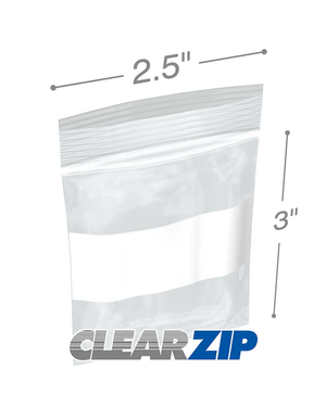 2 1/2" x 3" White Block Clearzip® LockingTop Bags 4 Mil