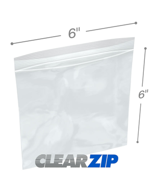 6" x 6" Zip Locking Bags 2 Mil - Clearzip