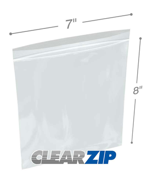 7" x 8" Zip Locking Bags 2 Mil - Clearzip
