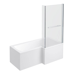 Milan Shower Bath - 1600mm L Shaped incl. Screen with Rail + Panel Right Hand Option