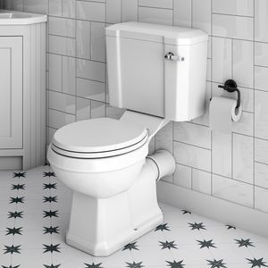Chatsworth Close Coupled Traditional Toilet with Soft Close Seat - Classic Ceramic WC White
