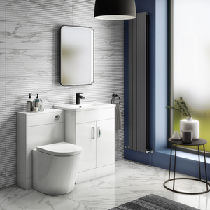 Toreno 1100mm Gloss White Vanity Unit Bathroom Suite - Depth 400/200mm Solace BTW Pan