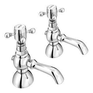 Chatsworth 1928 Traditional Crosshead Pillar Basin Taps - Chrome