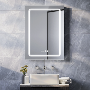 Toreno 500x700mm LED Illuminated Border Mirror with Anti-Fog, Dimmer, Digital Clock &amp; Touch Sensor