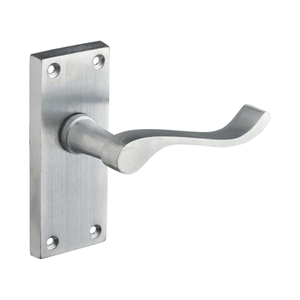 Satin Chrome Victorian Short Backplate Scroll Lever Lock Door Handle - Pair - Designer Levers