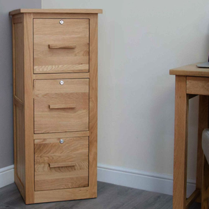 Arden Solid Oak Three Drawer Filing Cabinet with Locks