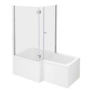 Milan Shower Bath Enclosure - 1500mm L-Shaped incl. Hinged Screen + Panel Left Hand Option