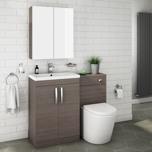 Brooklyn Grey Avola Modern Sink Vanity Unit + Toilet Package 500mm Vanity