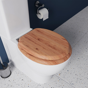 Croydex Flexi-Fix Rutland Solid Oak Anti-Bacterial Toilet Seat with Soft Close and Quick Release
