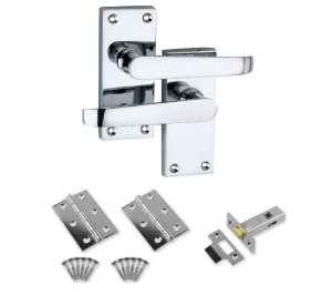 Victorian Straight Lever Door Handle Pack - Polished Chrome - Handles/Hinges/Latch/Fixings - Designer Levers