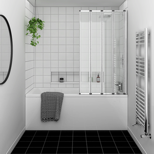 Kent Square Single Ended Bath with Bi-Fold Screen 1500 x 700mm