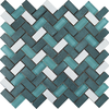 Tephra Viridian Herringbone Mix Mosaic Tiles