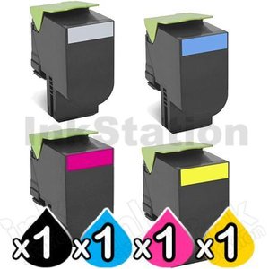 4 Pack Lexmark Compatible CX310 / CX410 / CX510 Toner Cartridges Standard Yield - 1 x BK 2,500 pages, 1 x C/M/Y 2,000 pages