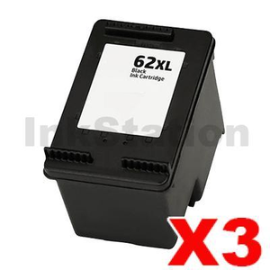 3 x HP 62XL Compatible Black High Yield Inkjet Cartridge C2P05AA - 600 Pages