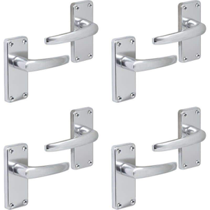 Polished Aluminium Virgil Straight Lever Latch Internal Door Handle - Pack of 4 Pairs - Designer Levers