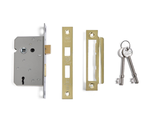 3 Lever Sashlock - UKCA/CE Certified - Fire Tested - 64mm - Polished Brass - Security Solutions