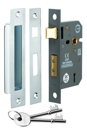 5 Lever Sashlock - UKCA/CE Certified - Fire Tested - 64mm - Polished Chrome - Security Solutions