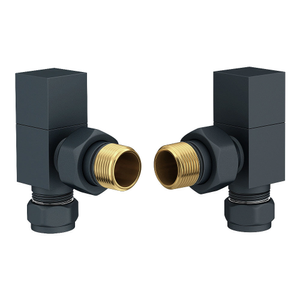 Arezzo Square Angled Radiator Valves - Anthracite