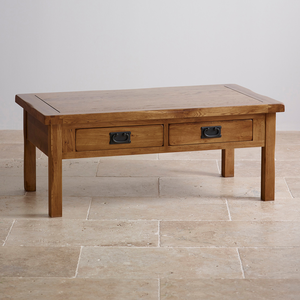 Original Rustic Solid Oak 4 Drawer Storage Coffee Table