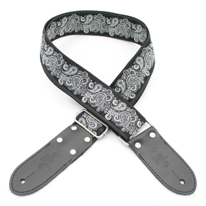 DSL JAC20 Jacquard Guitar Strap (Paisley Design, Black, 2")