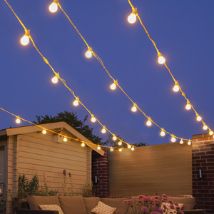 Connectable Festoon Lights with Frosted Bulbs on White Rubber Cable, Warm White LEDs