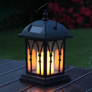 Solar Lantern With Flickering LED Candle 27cm