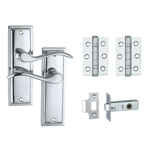 Berkeley Lever Latch Door Handle Pack - Polished Chrome - Handle/Latch/Hinges - Designer Levers