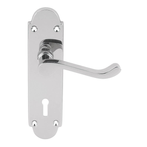 Brora Curved Lever Lock Door Handle - Chrome - Key Lock - Pair - Designer Levers