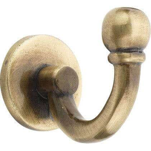 Antique Brass Plated Screw-in Ball End Single Robe Hook - Wall/Door Mountable - Decohooks