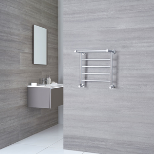 Milano Pendle - Chrome Heated Towel Rail with Heated Shelf - 494mm x 532mm