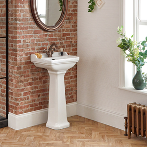 Milano Richmond - 500mm Cloakroom Basin with Full Pedestal - 1 Tap-Hole