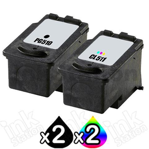 4 Pack Canon PG-510 & CL-511 Compatible Value Pack [2BK,2C]