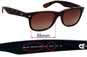 Sunglass Fix Replacement Lenses for Ray-Ban RB2132 New Wayfarer - 55mm Wide